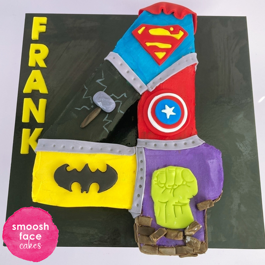 Superhero Number Cakes